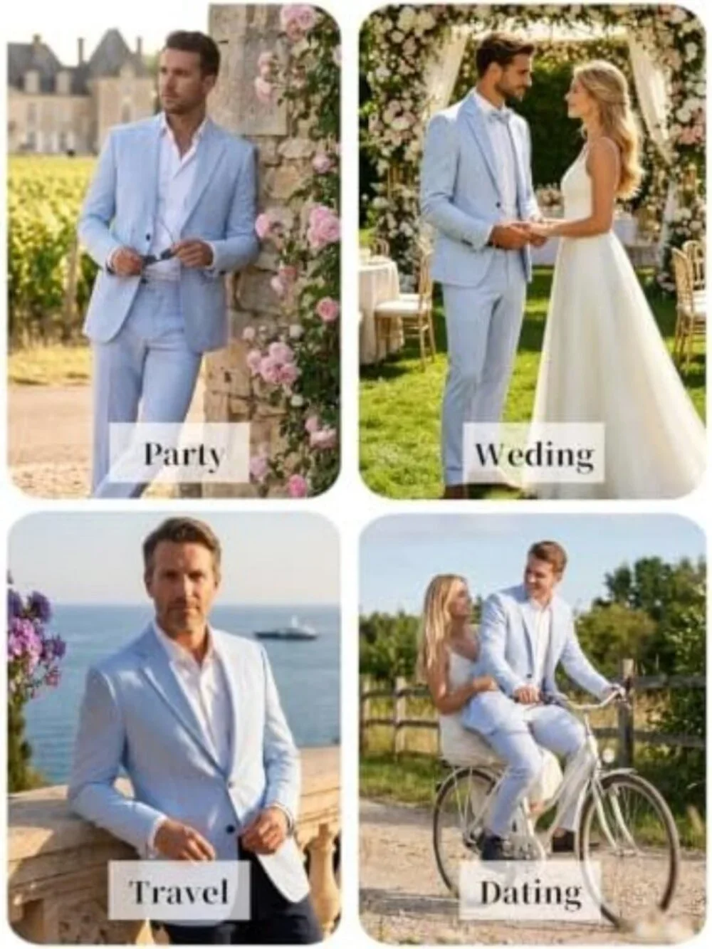 Stylish Men's 2-Piece Summer Suit Set - Casual Striped Jacket & Pants Outfit